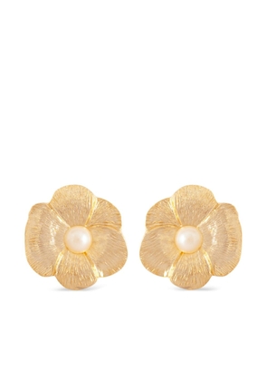 Susan Caplan Vintage 1980s floral stud earrings - Gold
