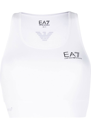 Ea7 Emporio Armani logo print sports bra - White