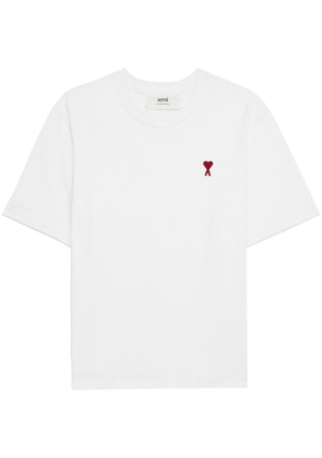 AMI Paris logo-embroidered organic cotton T-shirt - Neutrals