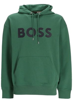 BOSS logo-print cotton hoodie - Green