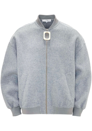 JW Anderson OVERSIZED WOOL BOMBER JACKET WITH LOGO PATCH - Grey