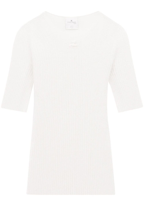 Courrèges logo-appliqué ribbed-knit jumper - White