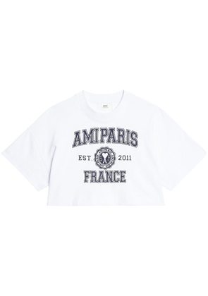 AMI Paris logo-print cropped T-shirt - White