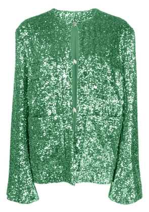 The Attico single-breasted sequin-embellished jacket - Green