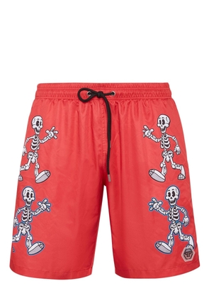 Philipp Plein skeleton-print swim shorts - Red