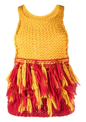 CONCEPTO Firefly fringed crochet-knit vest - Yellow
