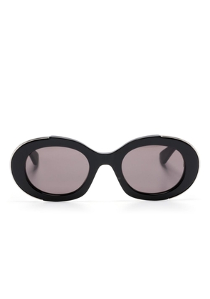 Alexander McQueen Eyewear logo-engraved oval-frame sunglasses - Black