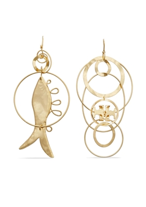 Tory Burch Mismatched Fish gold-plated earrings