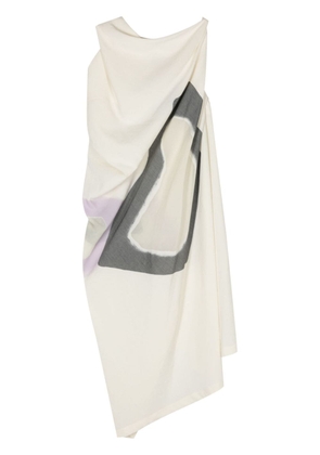 Issey Miyake abstract-print asymmetric dress - Neutrals