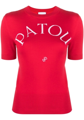 Patou intarsia knit-logo knitted top - Red
