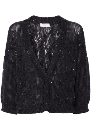 Peserico sequin-embellished knitted cardigan - Black