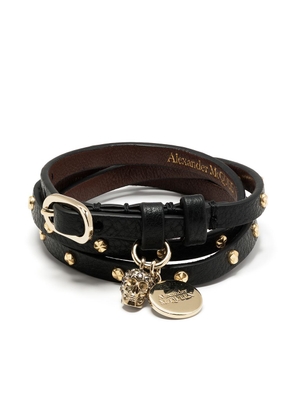 Alexander McQueen skull stud wraparound bracelet - Brown