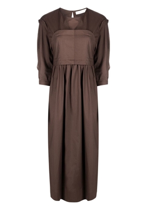 Tela layered corset-style cotton dress - Brown