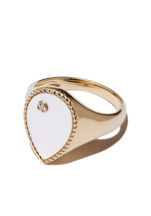 Yvonne Léon 9kt yellow gold pearl and diamond signet ring
