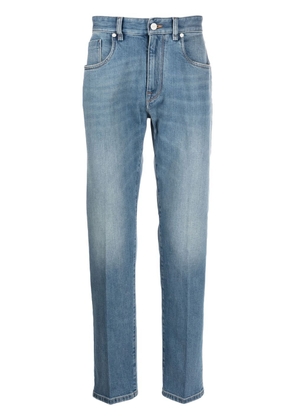 FENDI logo-patch straight-leg jeans - Blue