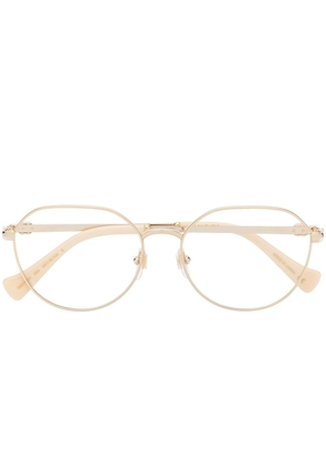 Gucci Eyewear metallic-effect round-frame glasses - Gold