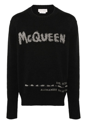 Alexander McQueen logo-jacquard cotton jumper - Black