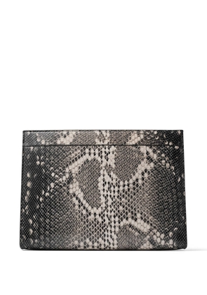 Jimmy Choo Nelis snakeskin-effect leather clutch bag - Black