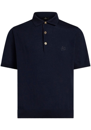 ETRO logo-embroidered knitted polo shirt - Blue