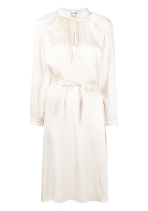 Yves Salomon long-sleeve wraparound silk dress - Neutrals