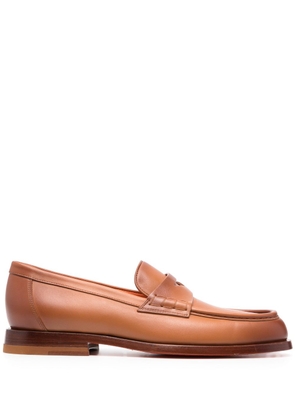 Santoni leather penny loafers - Brown