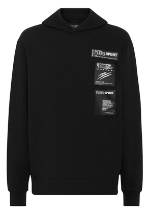 Plein Sport Scratch logo-patch hoodie - Black