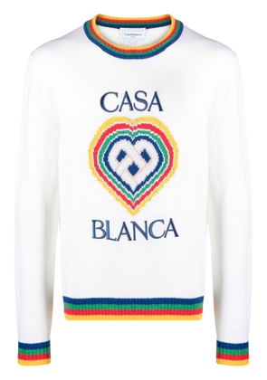 Casablanca Heart Boucle wool-blend jumper - White