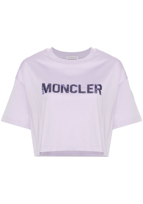 Moncler sequin-logo cropped T-shirt - Purple