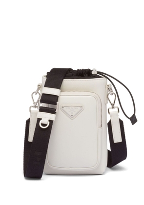 Prada enamel-logo leather smartphone case - White