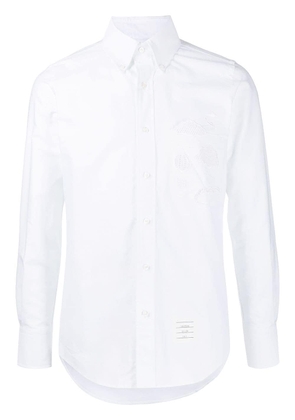 Thom Browne embroidered-detail long-sleeve cotton shirt - White