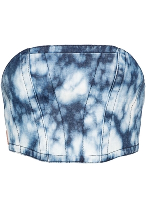 Palm Angels washed-denim cropped corset - Blue