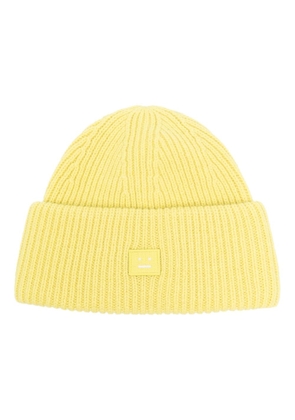 Acne Studios face-patch wool beanie - Yellow