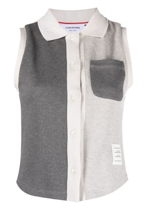 Thom Browne Funmix patchwork sleeveless polo - Grey