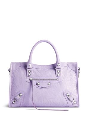 Balenciaga small Le City textured-leather tote bag - Purple