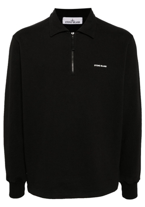 Stone Island half-zip cotton polo shirt - Black