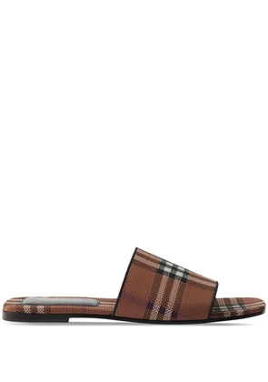 Burberry check flat mules - Brown