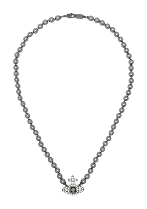 Vivienne Westwood Olympia Orb-charm pearl necklace - Grey