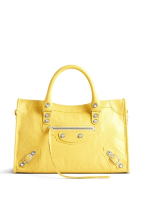 Balenciaga small Le City textured-leather tote bag - Yellow