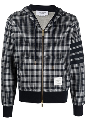 Thom Browne 4-bar stripe jacquard-check cotton hoodie - Blue
