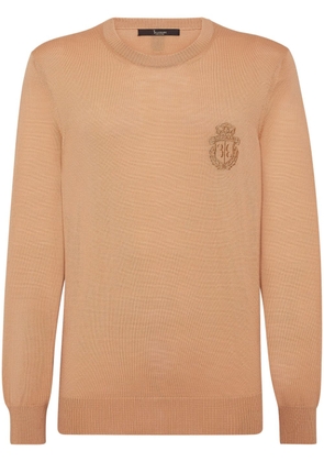 Billionaire logo-embroidered wool jumper - Neutrals