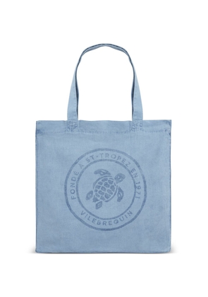 Vilebrequin turtle-print linen tote bag - Blue