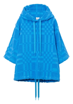 Burberry check-pattern short-sleeve hoodie - Blue