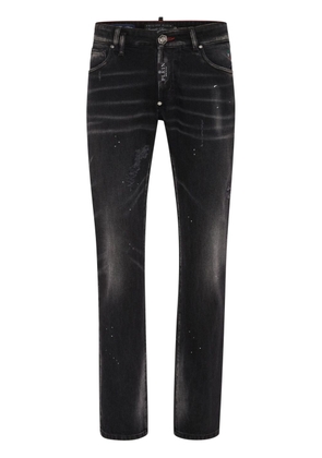 Philipp Plein logo-appliqué slim-fit jeans - Black