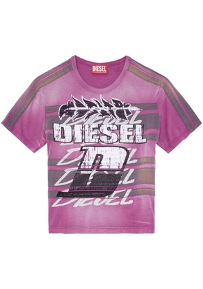 Diesel striped logo-print T-shirt - Pink