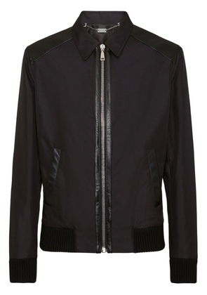Billionaire leather-trim bomber jacket - Black