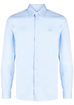 Lacoste logo-patch cotton-blend shirt - Blue