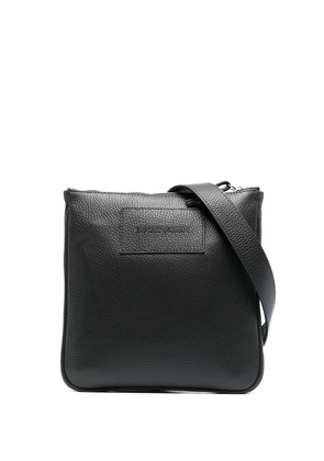 Emporio Armani logo-patch leather messenger bag - Grey