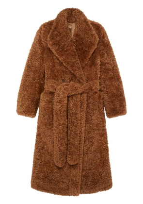 Stella McCartney faux-fur belted coat - Brown