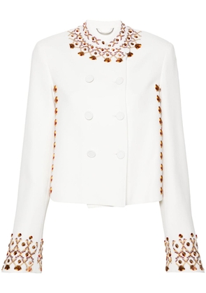 Ermanno Scervino double-breasted embroidered cropped jacket - White