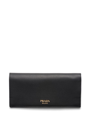 Prada logo-stamp bi-fold leather wallet - Black